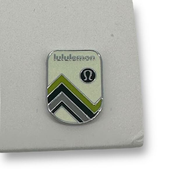 Lululemon Collectible Pins Badges Set Of Two Enamel Logo Mountains Lime Yellow - Picture 2 of 5